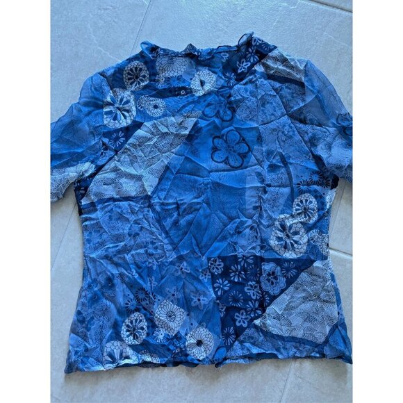 Vtg 90s Y2k Babydoll Flutter Belle Sleeve Silk Sz S Blue Phoebe Buffy Whimsigoth - Picture 8 of 9